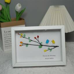 Personalized Sea Glass Bird Art, Handmade Friends Gift, Unique Wall Decor - thumbnail 3