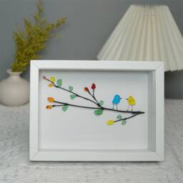 Personalized Sea Glass Bird Art, Handmade Friends Gift, Unique Wall Decor - thumbnail 4