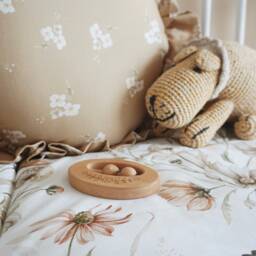 Gold Meadow On White - Boxkleed - Box Rug, Baby Play Mat, Speelmat, Flowers Playmat - thumbnail 2