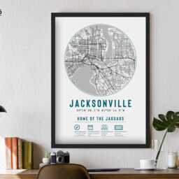 Jacksonville Jaguars Stadium Map Print Unique Framed Gift - For Him Dad Brother Granddad Uncle American Football Poster Decor - thumbnail 2