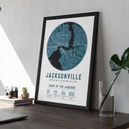 Jacksonville Jaguars Stadium Map Print Unique Framed Gift - For Him Dad Brother Granddad Uncle American Football Poster Decor - thumbnail 3