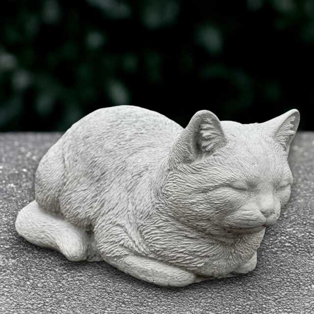 Concrete Sleeping Cat Sculpture Outdoor Kitty Figurine Stone Kitten Decor Handmade Front Door Ornament Garden Pet Statue Lover Gift - image 1