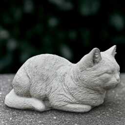 Concrete Sleeping Cat Sculpture Outdoor Kitty Figurine Stone Kitten Decor Handmade Front Door Ornament Garden Pet Statue Lover Gift - thumbnail 2