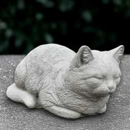 Concrete Sleeping Cat Sculpture Outdoor Kitty Figurine Stone Kitten Decor Handmade Front Door Ornament Garden Pet Statue Lover Gift - thumbnail 1