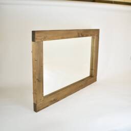 Wood Mirror - 10cm X 5cm Main Image Jacobean Smooth Design Chunky Driftwood Style Chic Dark