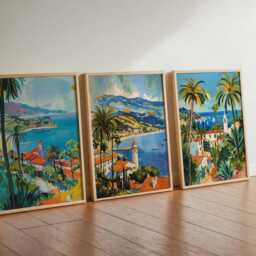 Set Of 3 Santa Barbara Posters, California Travel Prints, Coastal Wall Art Sets, Beach Scene Usa Cityscape Home Decor - thumbnail 2