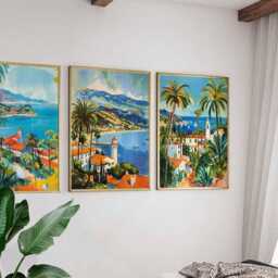 Set Of 3 Santa Barbara Posters, California Travel Prints, Coastal Wall Art Sets, Beach Scene Usa Cityscape Home Decor - thumbnail 3
