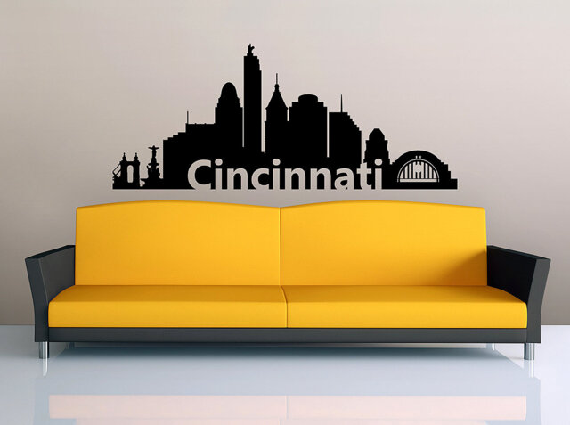 Cincinnati Wall Decal Ohio City Skyline Interior Sticker, Vinyl Ohio, Sticker Vinyl, Decal, Office - image 1