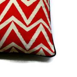 Scion Dhurrie Cushion Cover Coral Red Geometric Cotton Throw Pillow - thumbnail 3