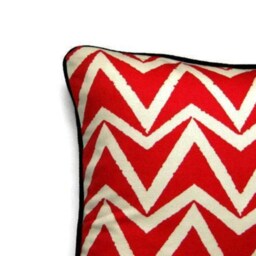 Scion Dhurrie Cushion Cover Coral Red Geometric Cotton Throw Pillow - thumbnail 2