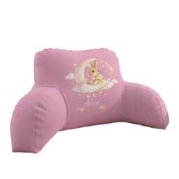 Personalised Name Pink Bunny Reading Pillow Custom Colour Rabbit Cushion Nursery Decor Baby Shower Girl Bedroom Backrest Keepsake Gift - thumbnail 1