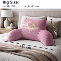 Personalised Name Pink Bunny Reading Pillow Custom Colour Rabbit Cushion Nursery Decor Baby Shower Girl Bedroom Backrest Keepsake Gift - thumbnail 3