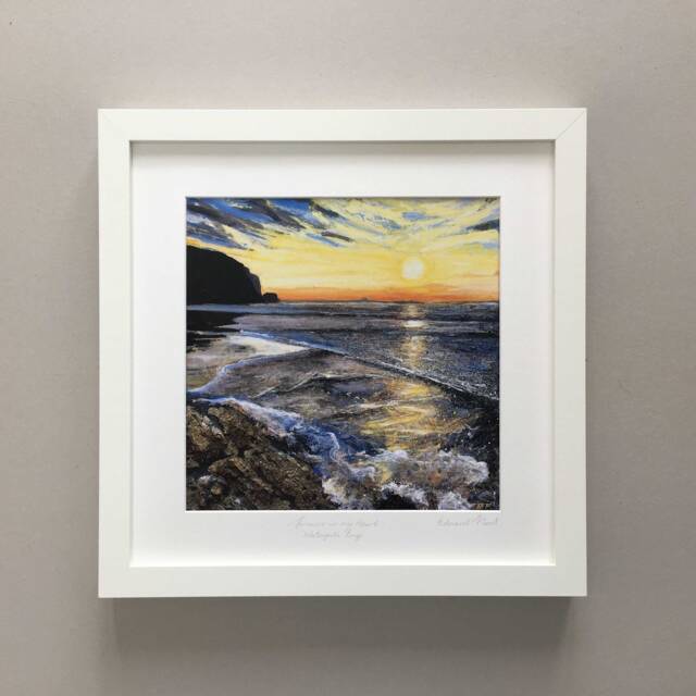 Watergate Bay, Cornwall Art Print - Forever in My Heart. Hand Embellished & Framed - image 1