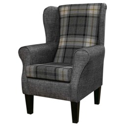 Grey Plaid Wingback Armchair - Luxury Sophie Fireside Accent Chair Made To Order in Britain - thumbnail 3