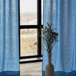 Handmade Linen Curtain Panel Set Semi-Sheer Rod Pocket Curtains - thumbnail 3