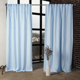 Handmade Linen Curtain Panel Set Semi-Sheer Rod Pocket Curtains