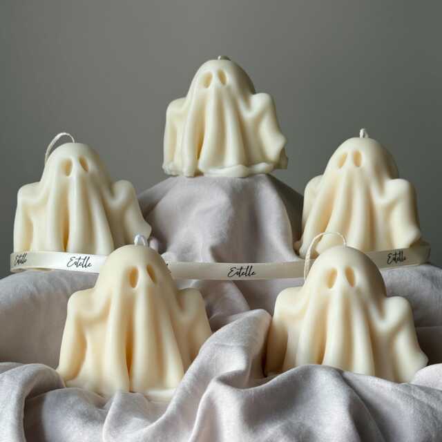 Handmade Halloween Ghost Candle Sculptural Soy Wax Candle - image 1