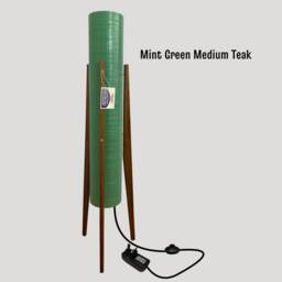 Mint Green Rocket Lamp Handmade Mid Century Modern Teak Floor Lamp - thumbnail 2