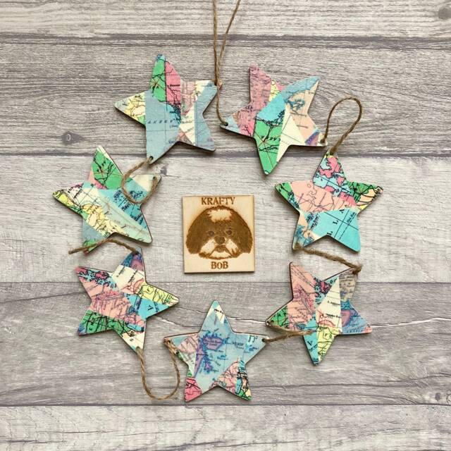 World Map Garland, Wooden Bunting For Travel Fan, Wall Art, Wanderlust Gifts - image 1