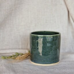 Green Ceramic Planter, Handmade Glazed Pot, Speckled Plant 200Ml Green Vessel, Unique British Gift, Handcrafted Pots - thumbnail 3