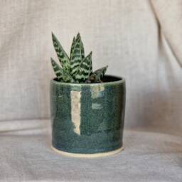 Green Ceramic Planter, Handmade Glazed Pot, Speckled Plant 200Ml Green Vessel, Unique British Gift, Handcrafted Pots