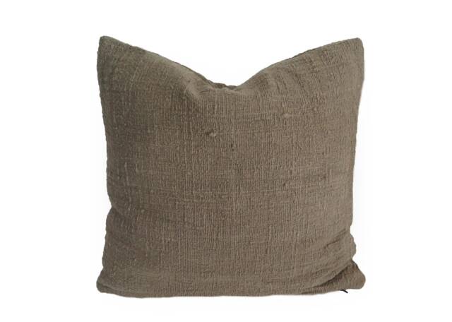 Handwoven Raw Organic Cotton Pillow Cover, Light Brown Throw, 20x20