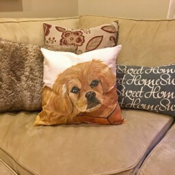 Custom Pet Portrait Pillow, Hand-Painted Dog On Canvas, 18x18 - thumbnail 3
