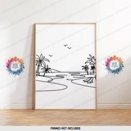 Minimal Campervan Prints - Set Of 3 Wall Art - Outdoor Posters Camper Van Monoline Beach Home Decor Gift Camping Nature Gifts - thumbnail 3