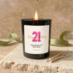 Personalised 21st Milestone Birthday Candle Gift Set, Vegan Soy With Matches - thumbnail 1