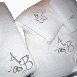 Bath Towels & Personalized Bathrobe - Ref. Wedding Marriage Silver - thumbnail 2