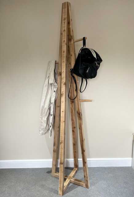 Reclaimed Wood Coat Stand-Modular Peg Rack-Tall Freestanding Hallway Storage - image 1