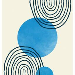 Abstract Geometric Multicoloured Wall Art Print, Blue Berlin Arches Print, Shapes, Prints, Minimalist Art, Modern, Circles - thumbnail 2