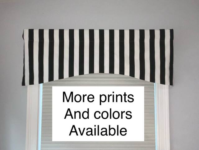 Custom Cotton Window Valance, Striped Black & White, Usa Made - image 1