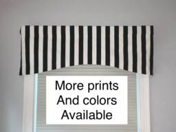 Custom Cotton Window Valance, Striped Black & White, Usa Made - thumbnail 1