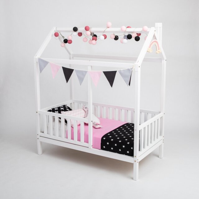Montessori House Bed With Removable Guard Rails, Solid Wood Kids Bed, Junior Bed - image 1