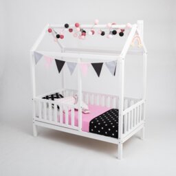 Montessori House Bed With Removable Guard Rails, Solid Wood Kids Bed, Junior Bed