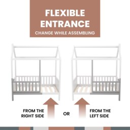 Montessori House Bed With Removable Guard Rails, Solid Wood Kids Bed, Junior Bed - thumbnail 3