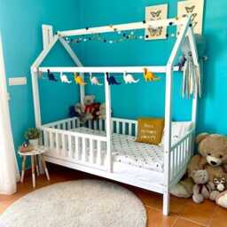 Montessori House Bed With Removable Guard Rails, Solid Wood Kids Bed, Junior Bed - thumbnail 2
