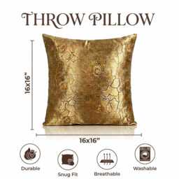 Set Of 4 Handmade Floral Gold Cushion Covers - 16x16 - thumbnail 2