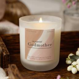 Personalised Godmother Candle Frosted Soy Wax, Terracotta Label - thumbnail 1