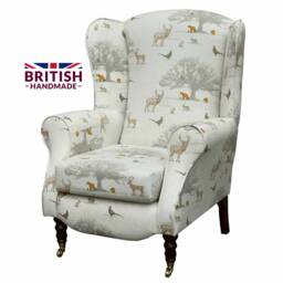 Handmade Wingback Armchair Tatton Autumn Animal Print Fireside Chair