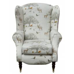 Handmade Wingback Armchair Tatton Autumn Animal Print Fireside Chair - thumbnail 2