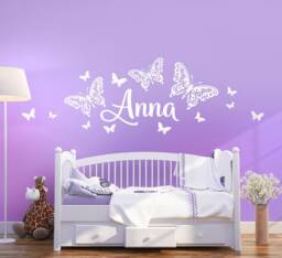 Wall Sticker Desired Name With Butterflies Girl Wall Children's Room Art Decal Wk02