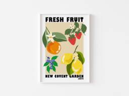 Fruit Market New Covent Garden Print - Colourful Retro Art, Groovy Kitchen 1970S, Bright Bold Fruit, London On Trend Poster - thumbnail 1