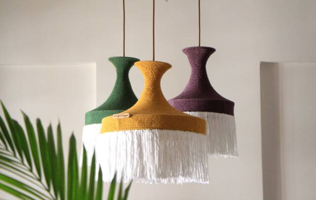 Crochet Victorian Lamp - Vintage Lace Pendant Light Handmade Hanging Lampshade Boho Ceiling Deckenlampe Hanglamp - image 1