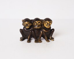 Bronze Three Wise Monkeys Statue, 2.5 - thumbnail 1