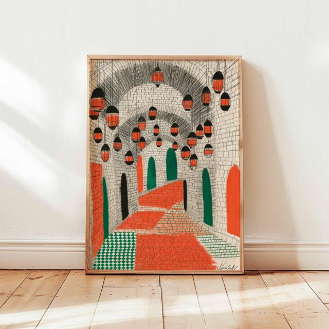 Palestine Poster, Middle East Palestinian Folk Art Print, Olive Tree Wall Art, Rural Village Decor, Cultural Posters & Prints - image 1