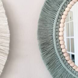 Green Soft Macrame Mirror - Bead Wall Decor Badroom Gift New House Boho Next Day Shipping - thumbnail 4