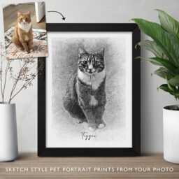 Personalised Pet Portrait Pencil Sketch Effect, Custom Framed Art Print - thumbnail 3