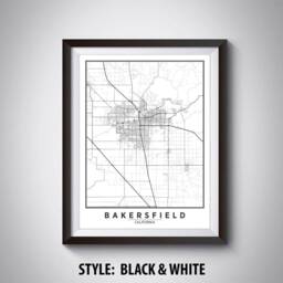 Bakersfield Ca Map Art Print Vintage Style Office Decor - thumbnail 2